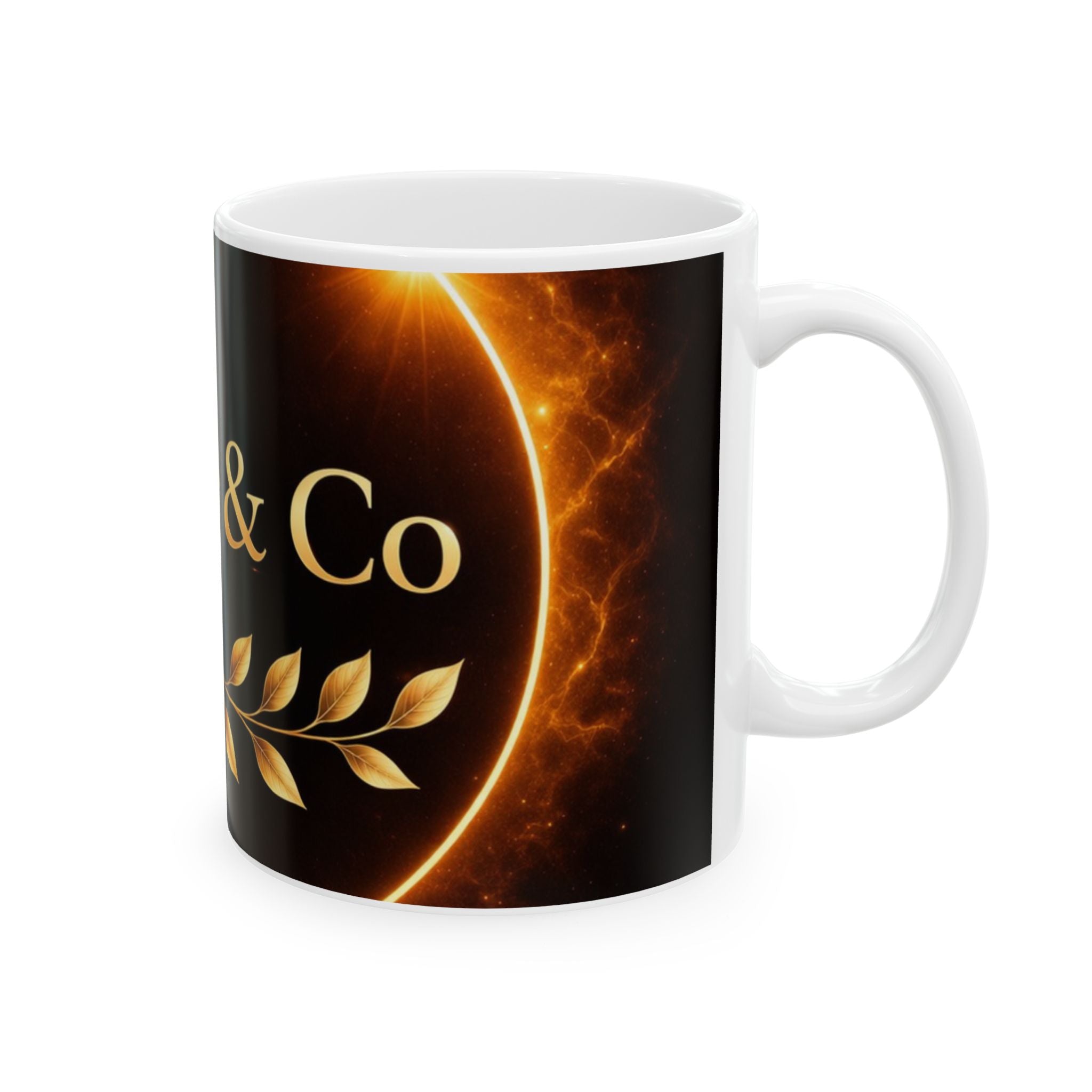 Gold Laurel Accent Clarté & Co Mug | Ceramic Coffee Cup