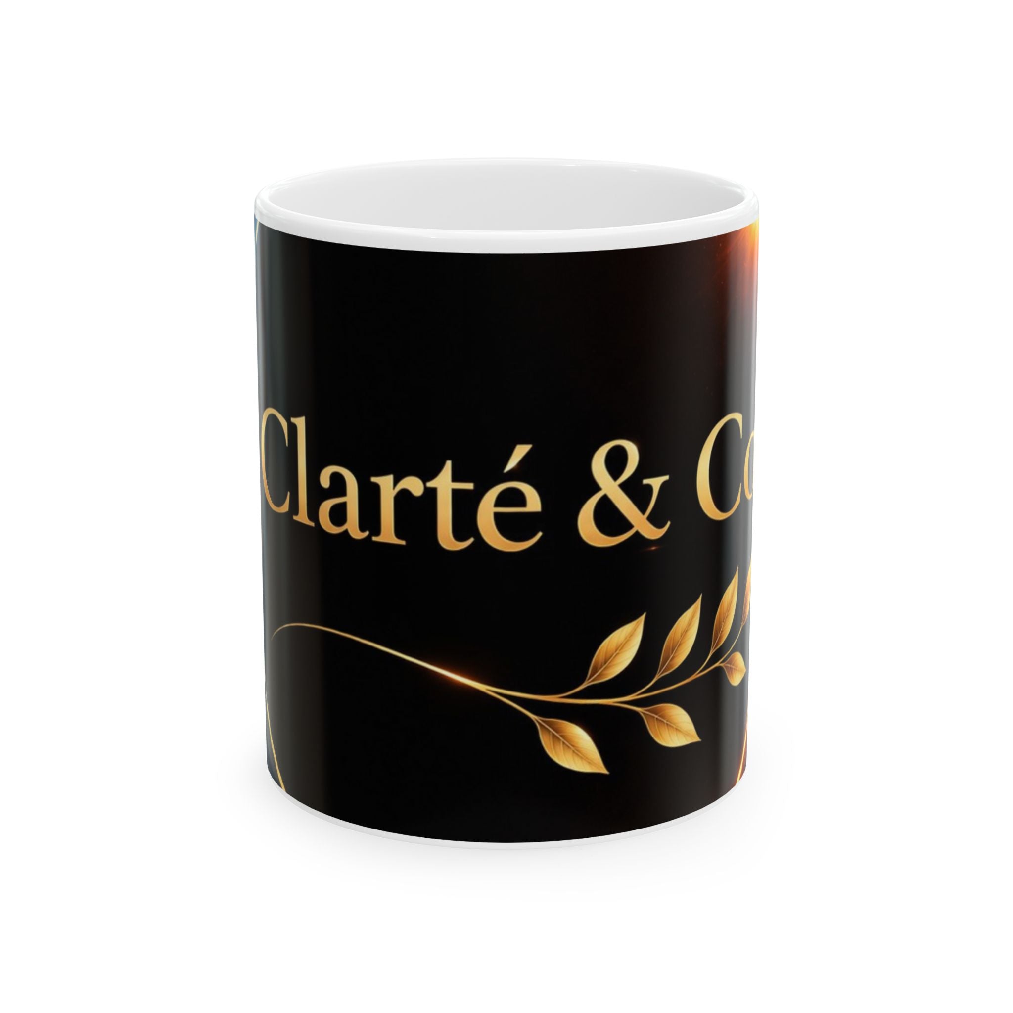 Gold Laurel Accent Clarté & Co Mug | Ceramic Coffee Cup