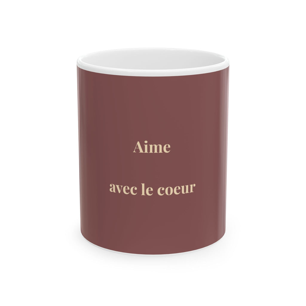 Aime avec le coeur Mug | French phrase ceramic coffee cup