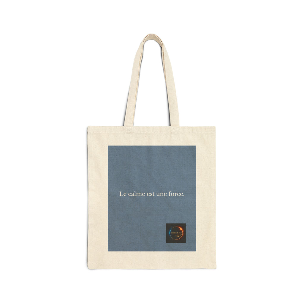 Le calme est une force Tote Bag | French Quote, Minimalist Blue Design