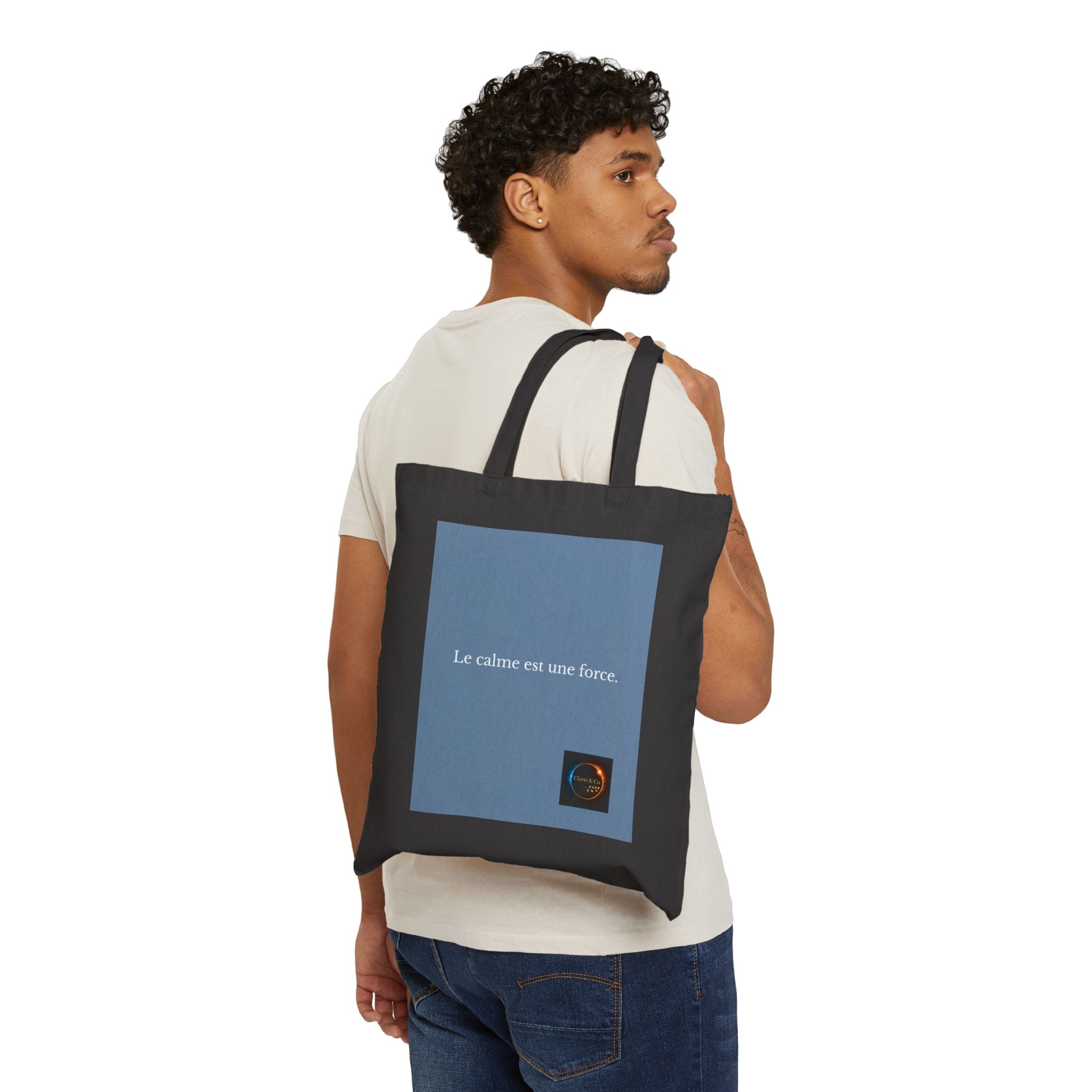 Le calme est une force Tote Bag | French Quote, Minimalist Blue Design