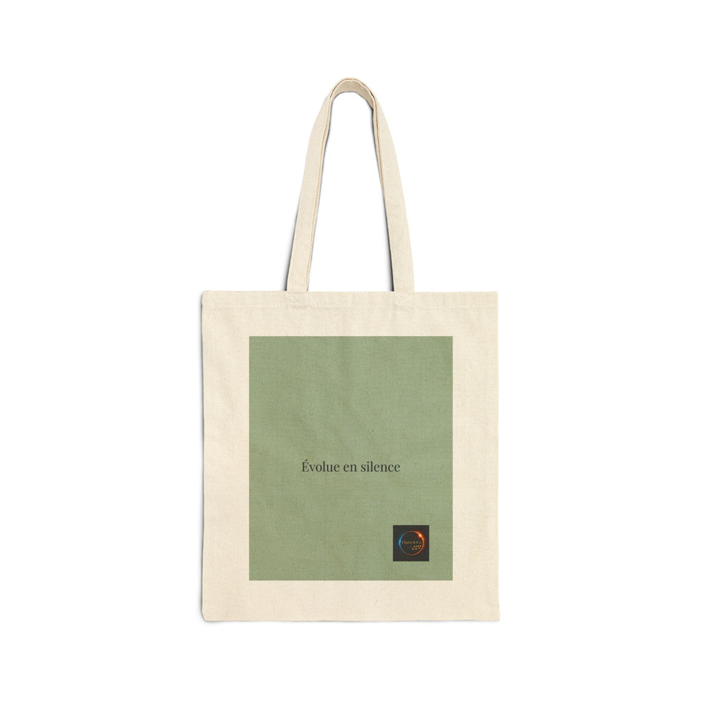 Évolue en silence tote bag | minimal French phrase canvas tote