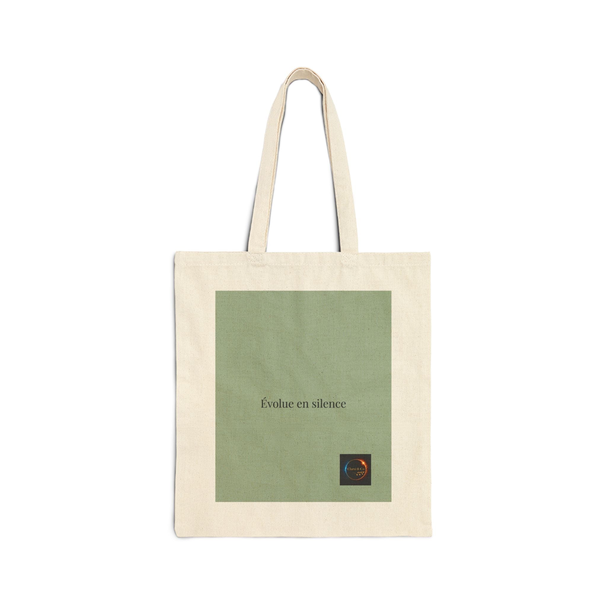 Évolue en silence tote bag | minimal French phrase canvas tote