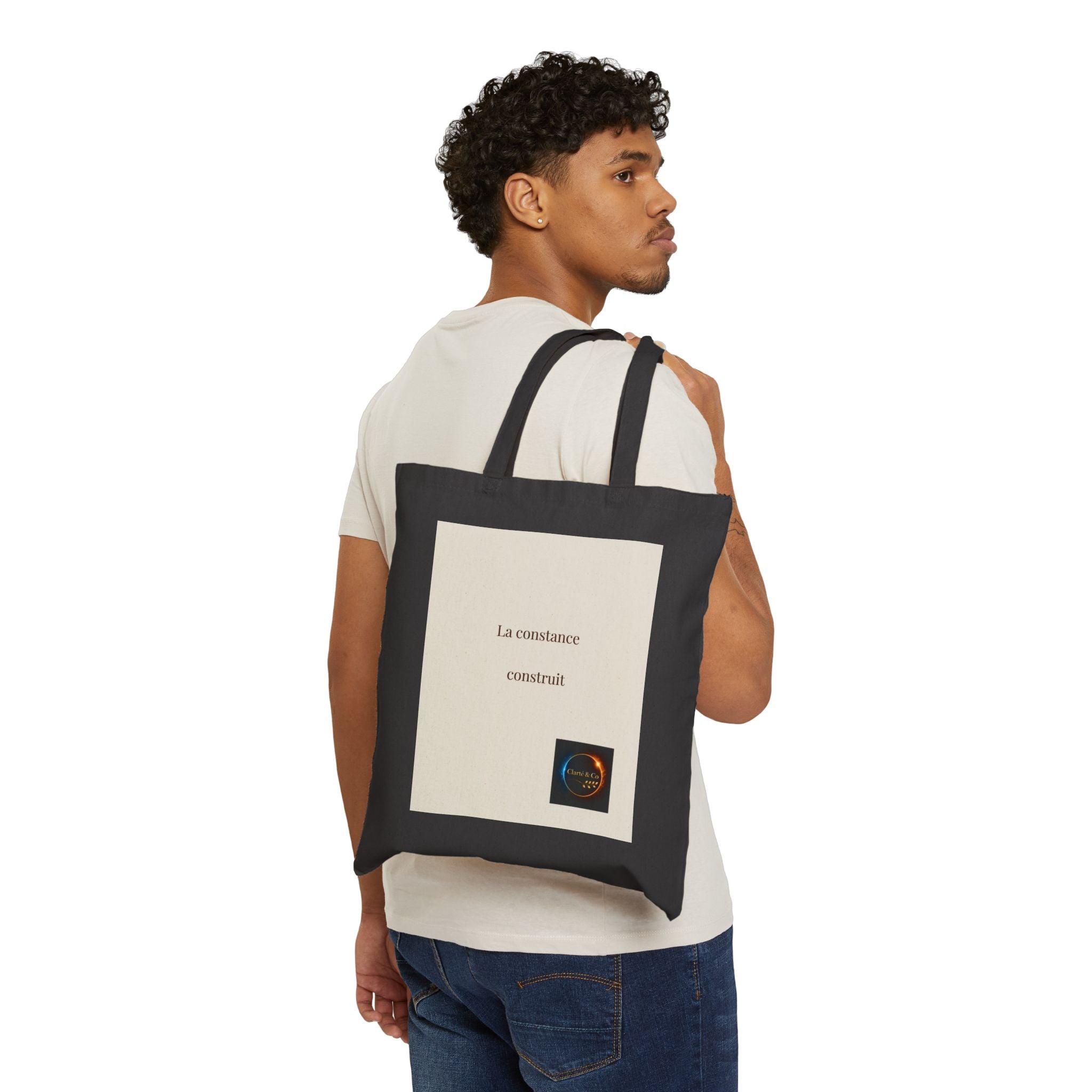 La constance construit Tote Bag | French text canvas tote