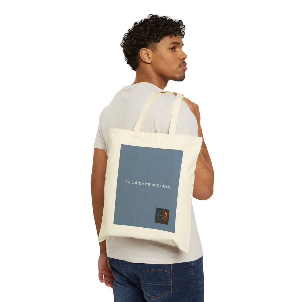 Le calme est une force Tote Bag | French Quote, Minimalist Blue Design
