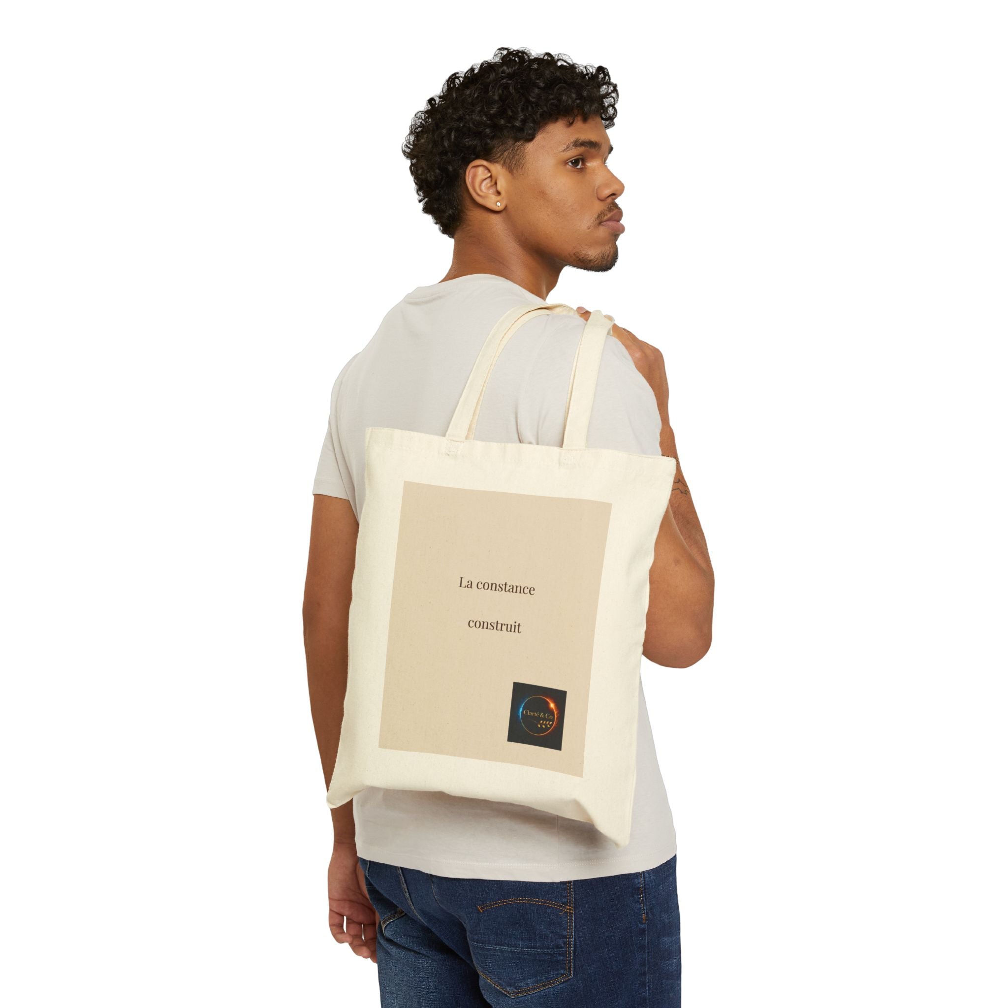 La constance construit Tote Bag | French text canvas tote