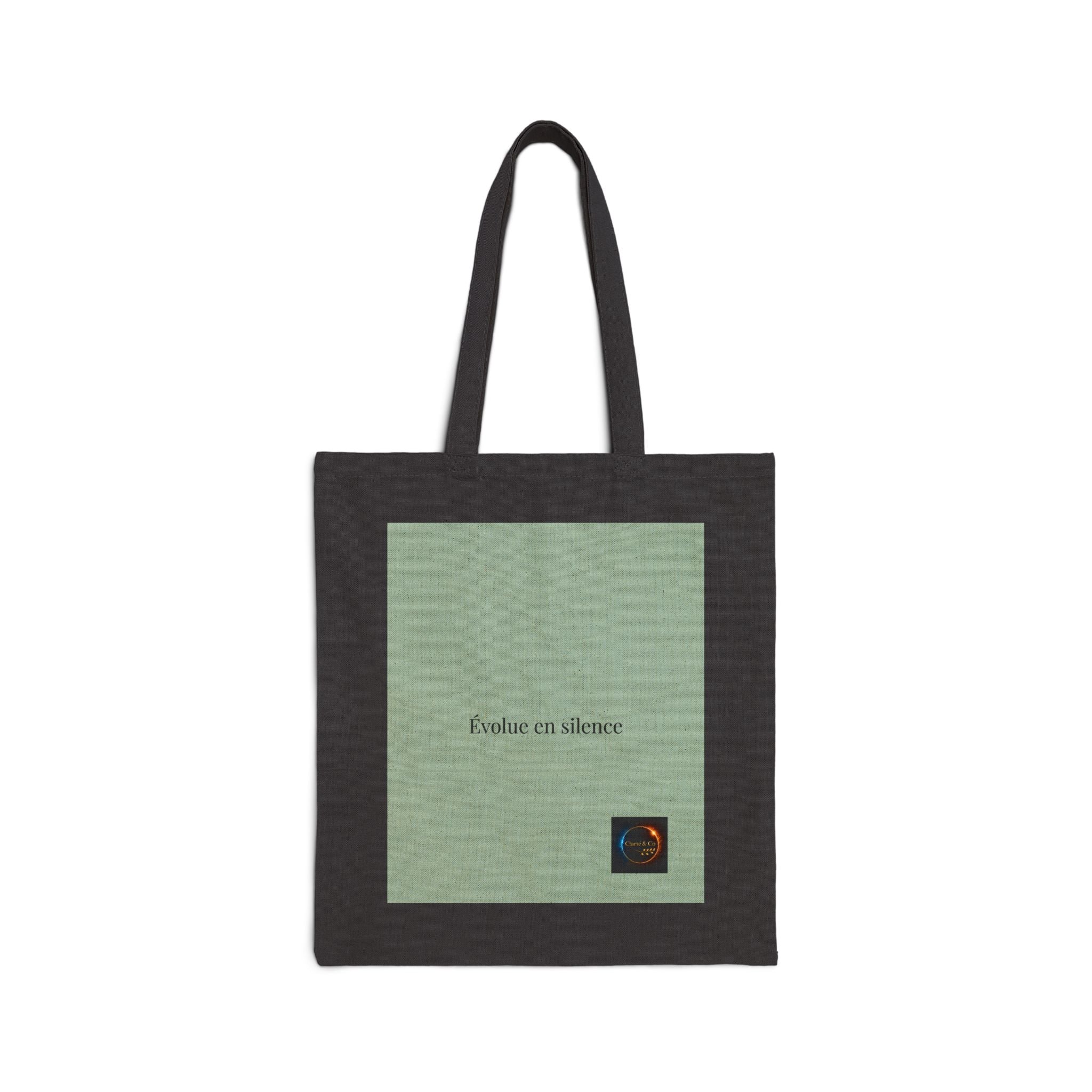 Évolue en silence tote bag | minimal French phrase canvas tote